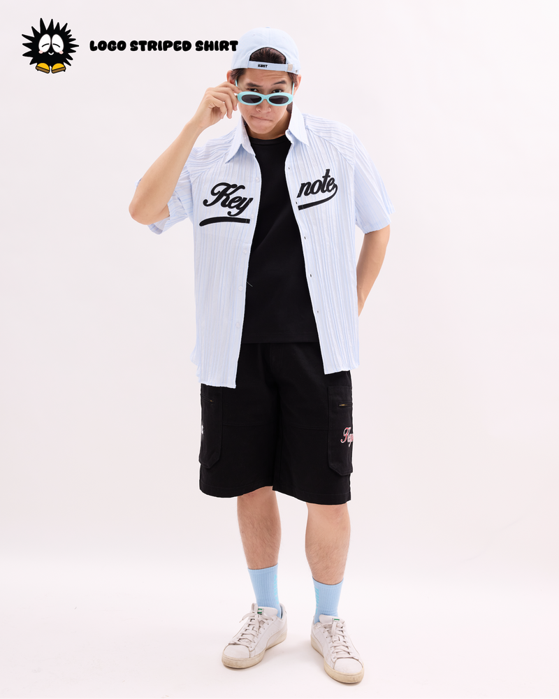 Logo Striped Shirt Blue