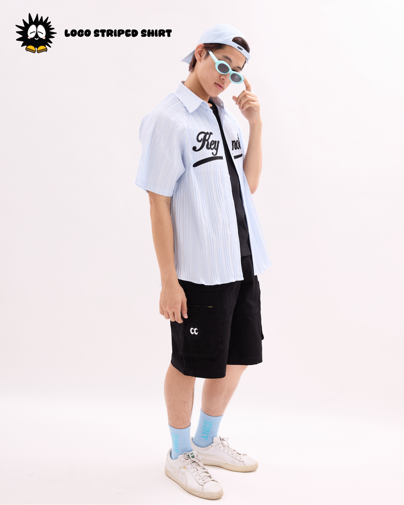 Logo Striped Shirt Blue