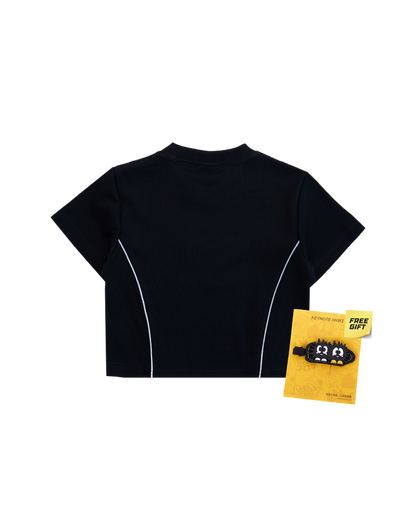 Double Paid Crop Top Black
