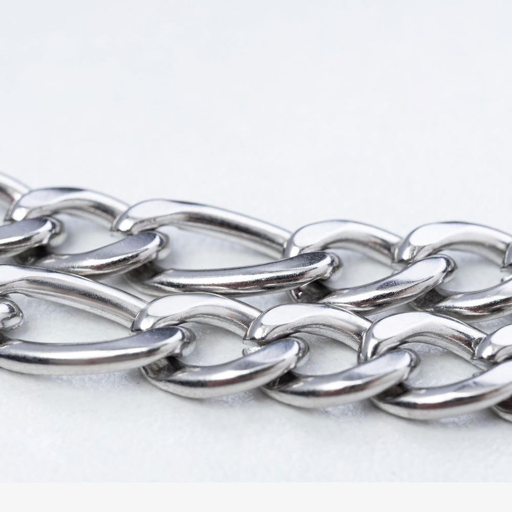 Layered Figaro Chain Bracelet - Silver