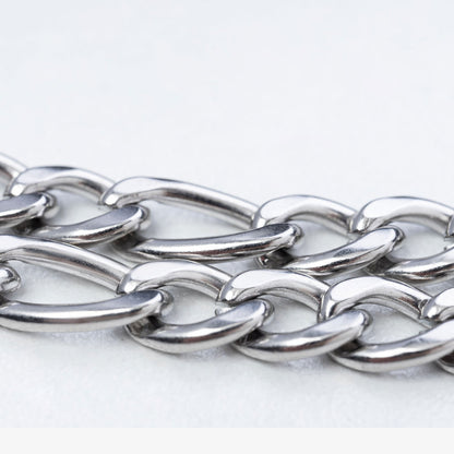 Layered Figaro Chain Bracelet - Silver