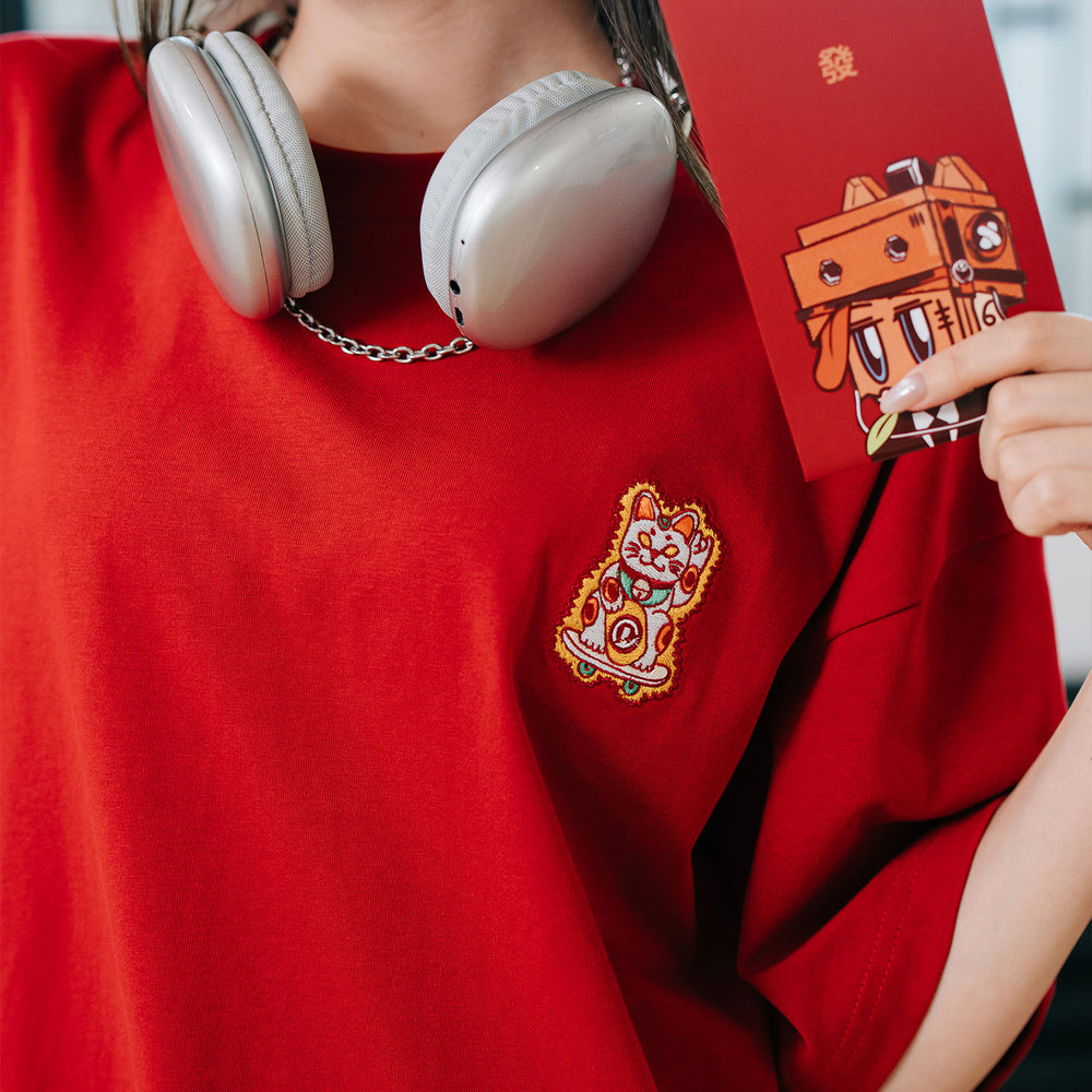 Mini Neko Tee - Wine Red