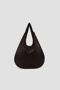 Medium Egg Leather Tote (Dark Brown)