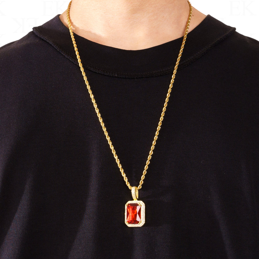 Red Sapphire Necklace Gold