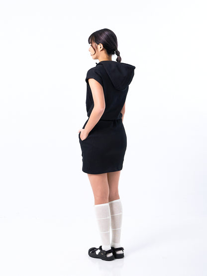 Rough Cut Hooded Dress