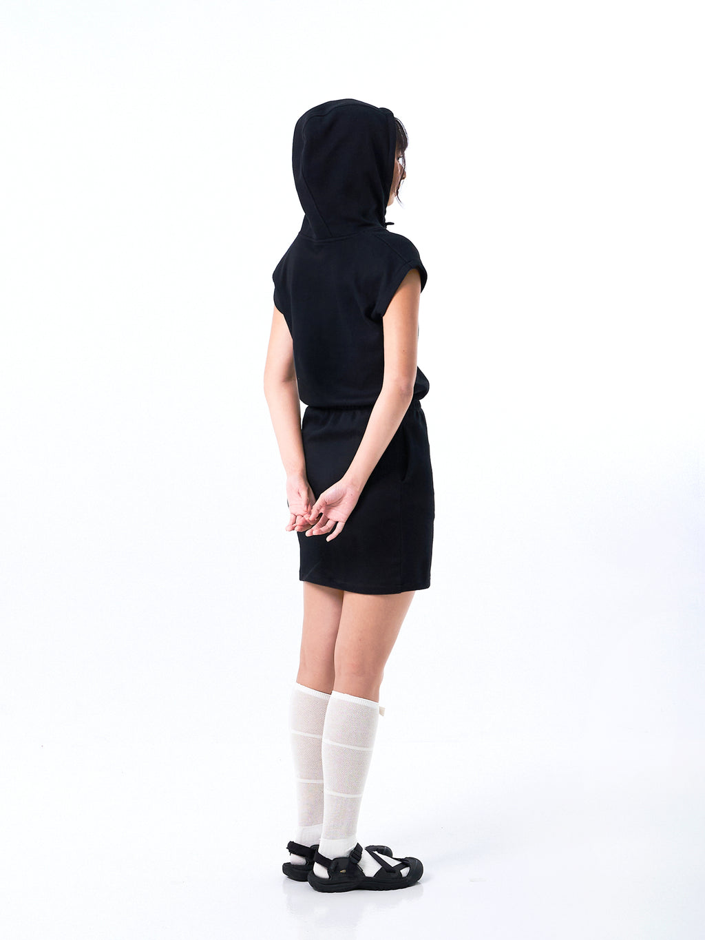 Rough Cut Hooded Dress