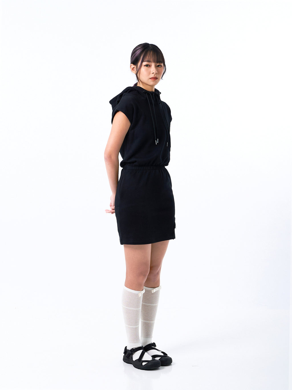 Rough Cut Hooded Dress