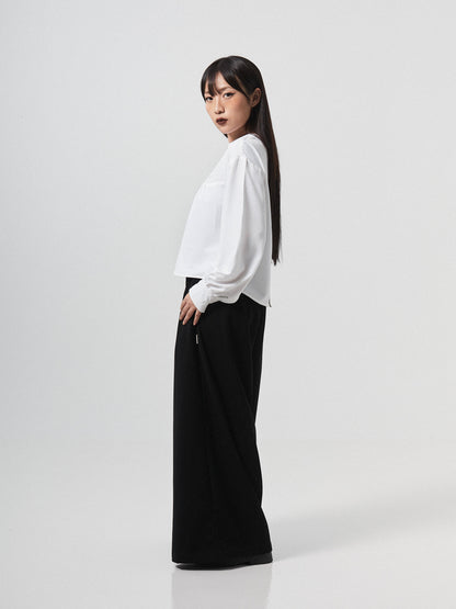 Grace Pleated Long Sleeve Top | White