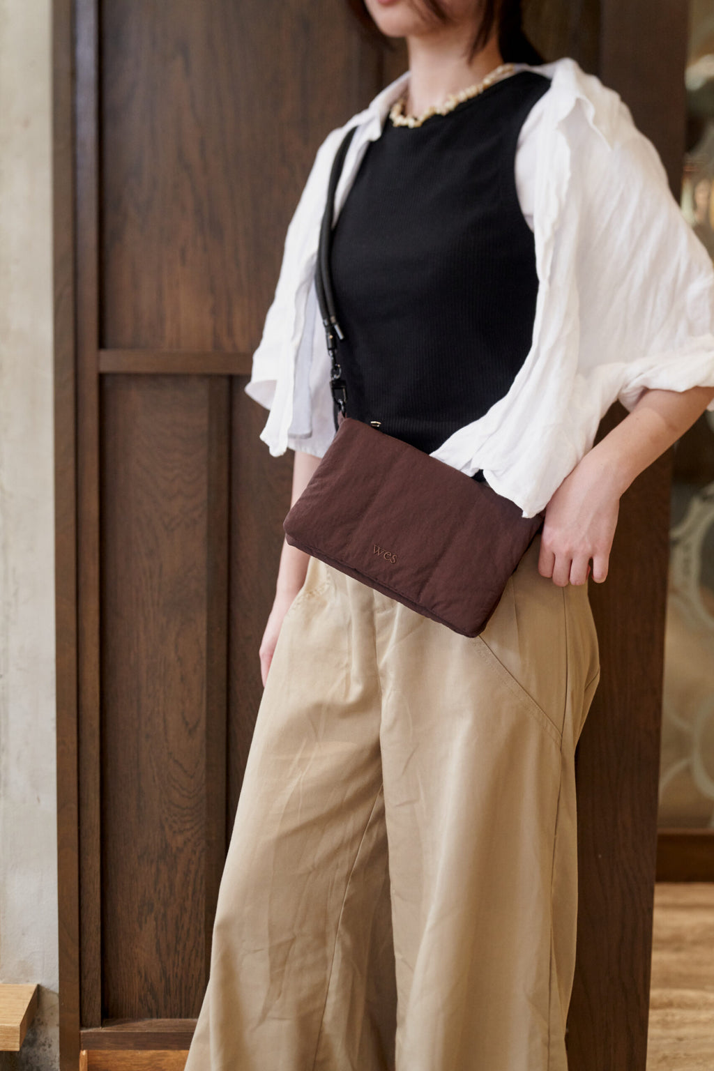 Small Nylon Cushion Pouch (Brown)