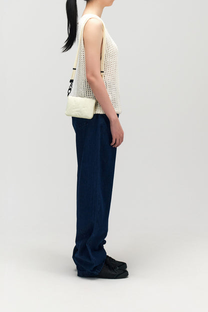 Mini Nylon Cushion Pouch (Off White)