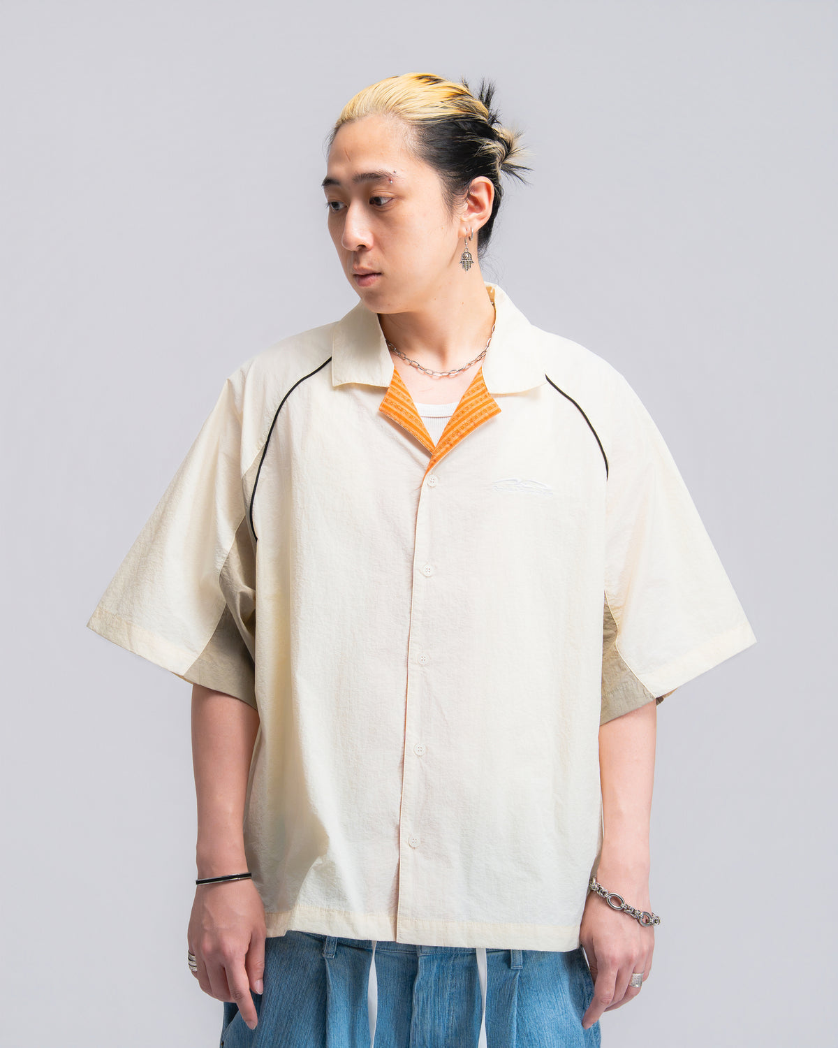 Papa Contrast Boxy Shirt Beige