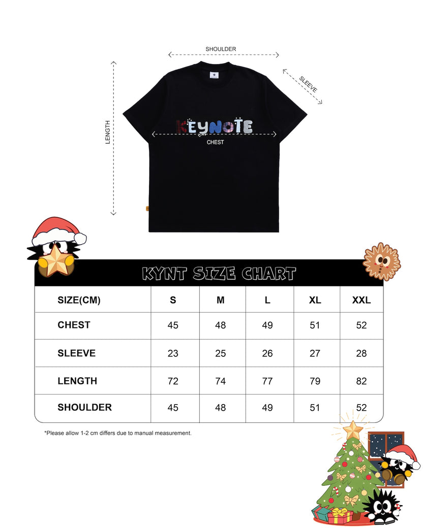 Holiday Patchwork Tee Black