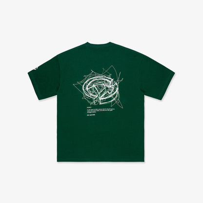 Scribbles Chaotic Peace L-Broad Tee - Sacramento Green