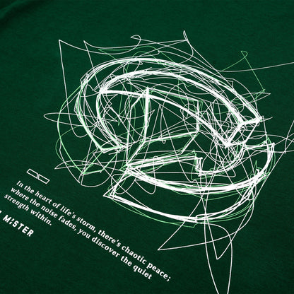 Scribbles Chaotic Peace L-Broad Tee - Sacramento Green