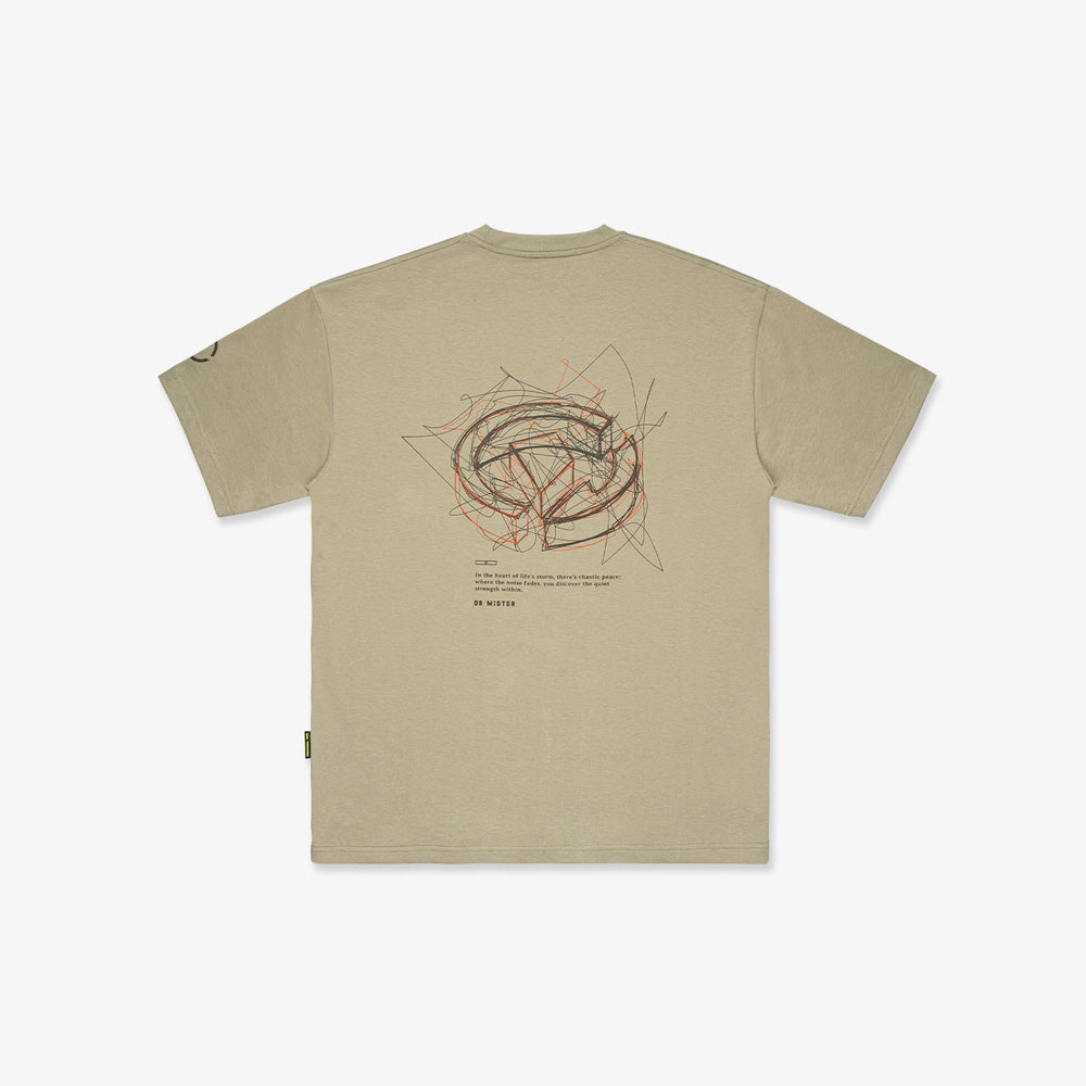 Scribbles Chaotic Peace L-Broad Tee - Dust Olive