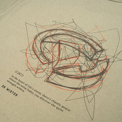 Scribbles Chaotic Peace L-Broad Tee - Dust Olive