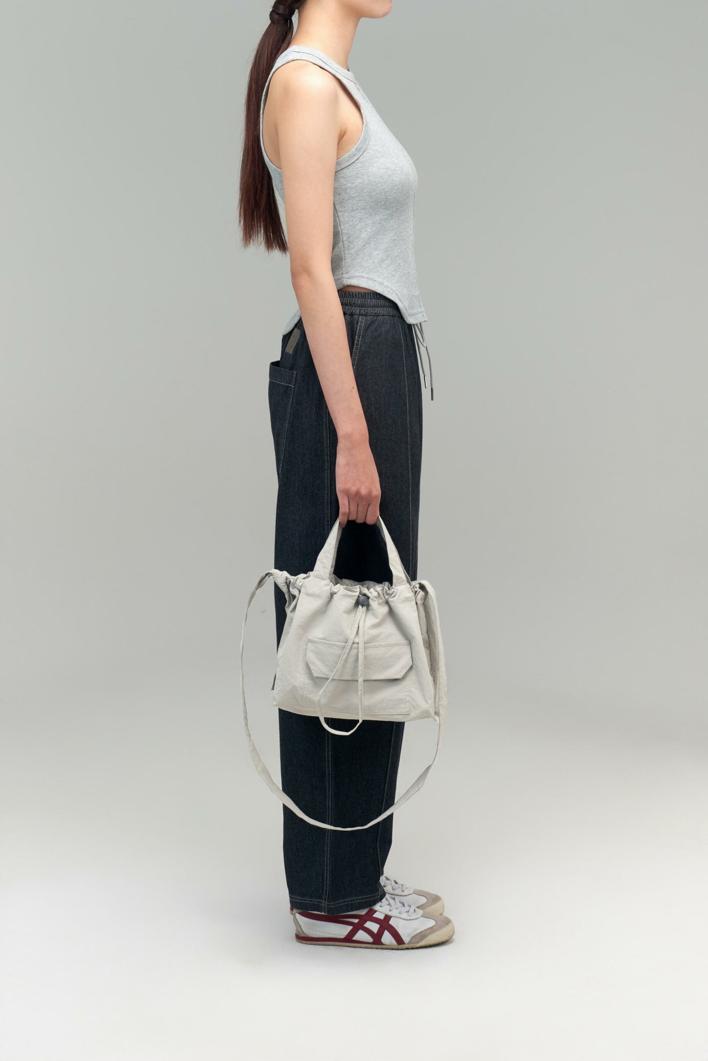 Small Classic Nylon Tote (Light Grey)