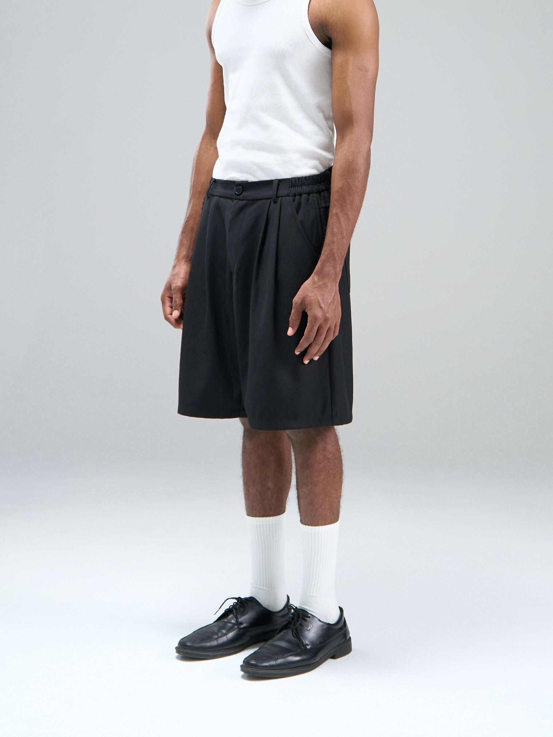 Structured Pleated Shorts