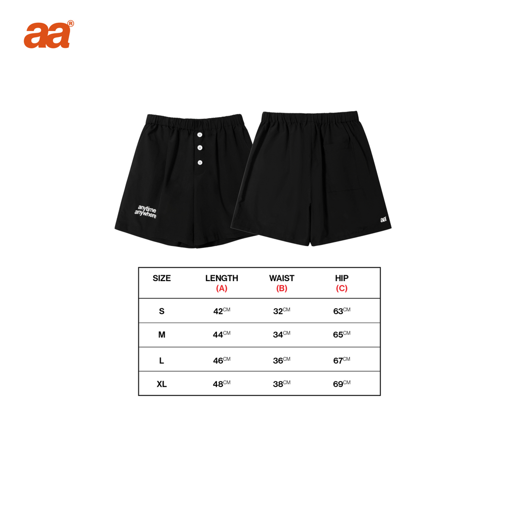 A.A Nylon Button-Fly Short - Black