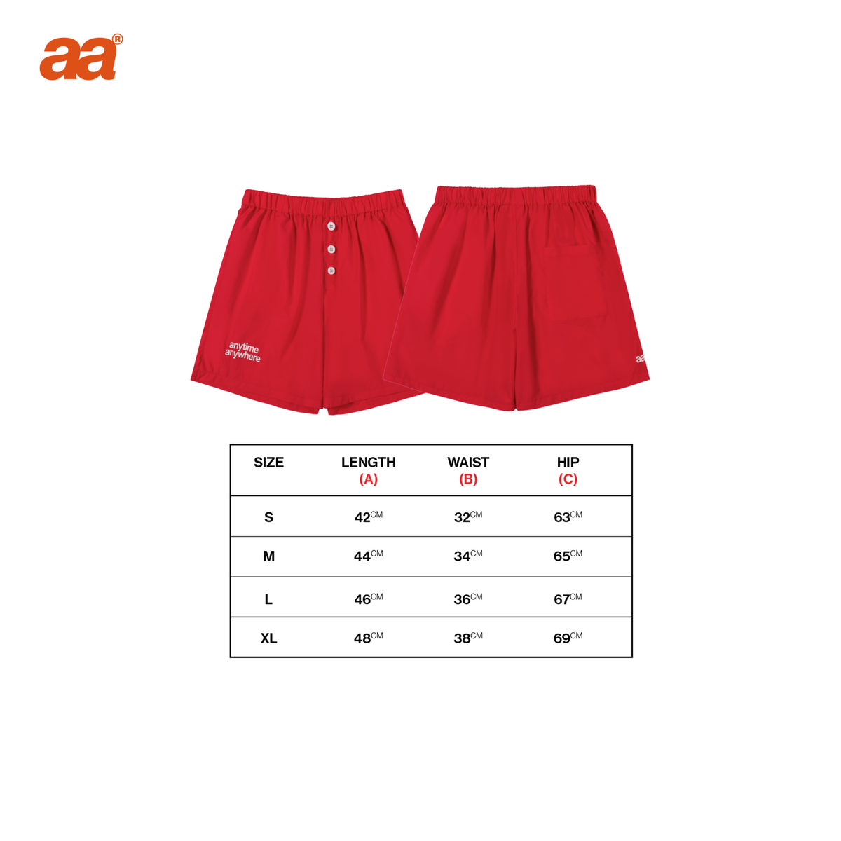 A.A Nylon Button-Fly Short - Red