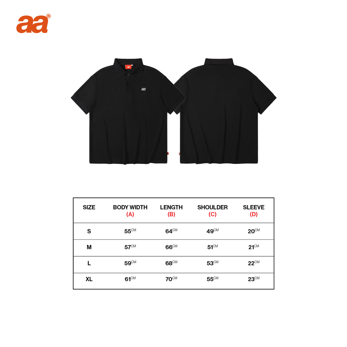A.A Essential Waffle Polo - Black