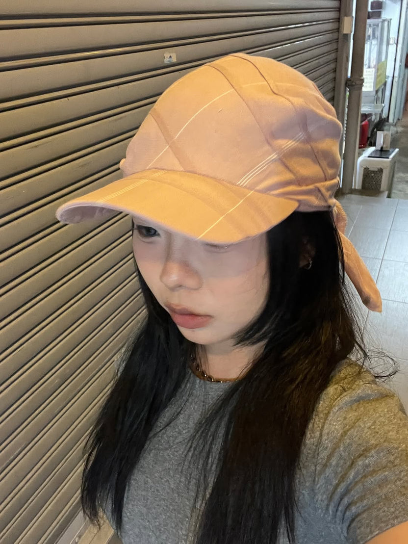 Pink Checkered Scarf Hat