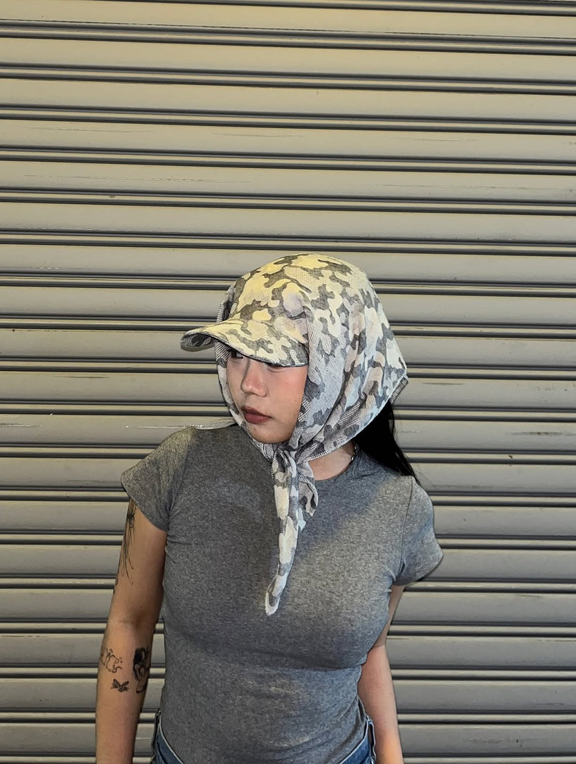 Grey Camo Scarf Hat