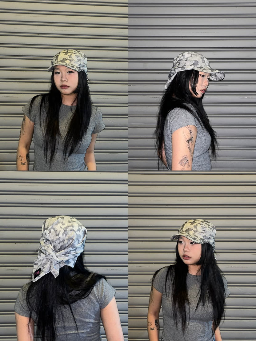 Grey Camo Scarf Hat