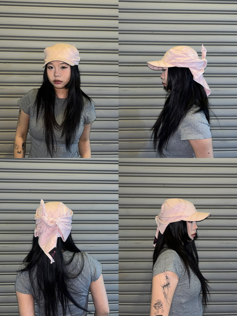 Pink Checkered Scarf Hat