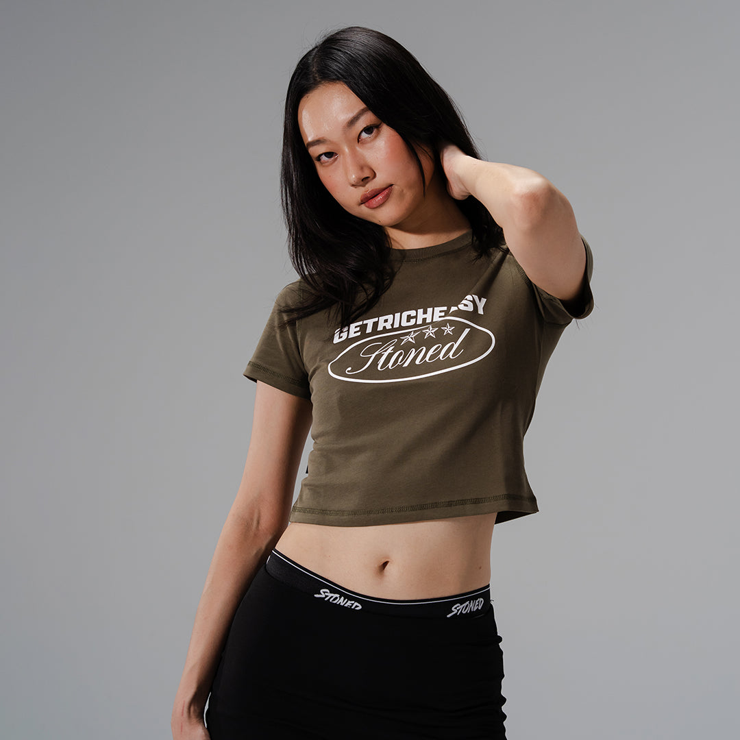Stoned x GRE : Crop Top Olive
