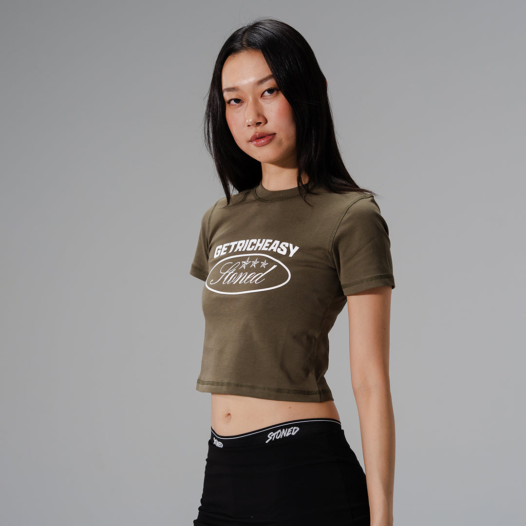 Stoned x GRE : Crop Top Olive