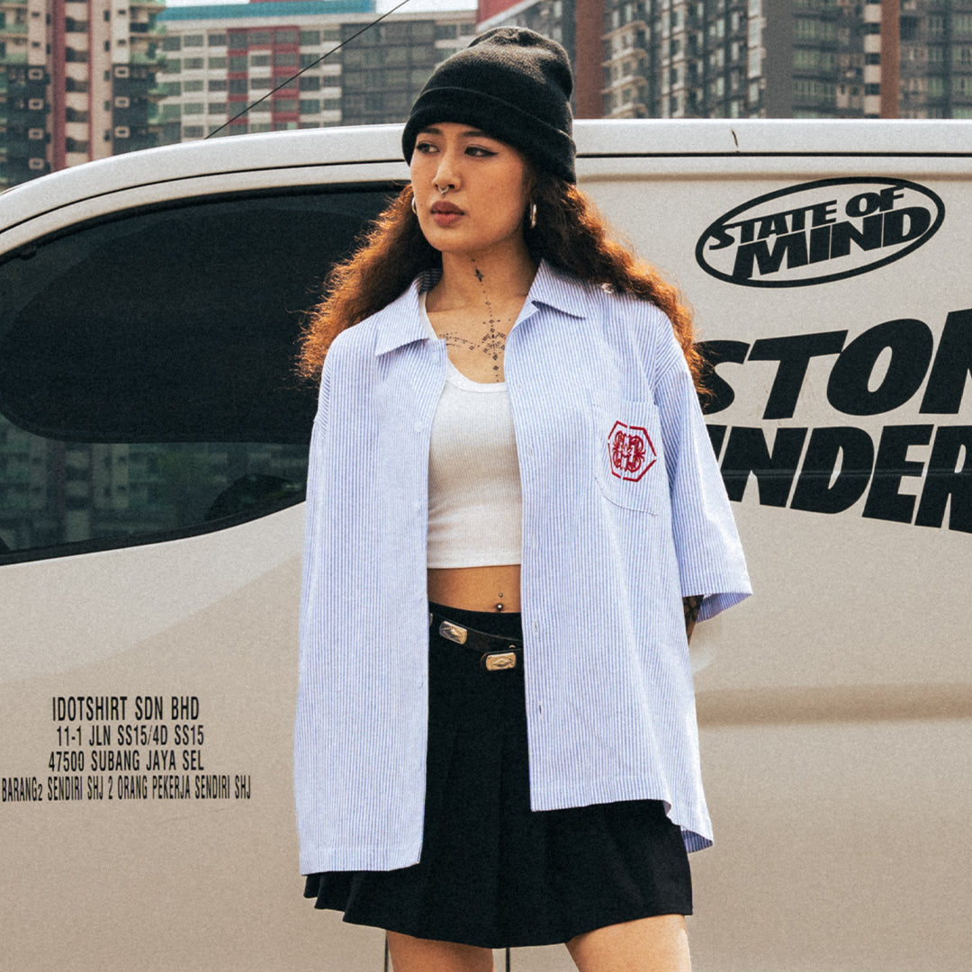 Stonedground : Stripe Shirt S/S Blue