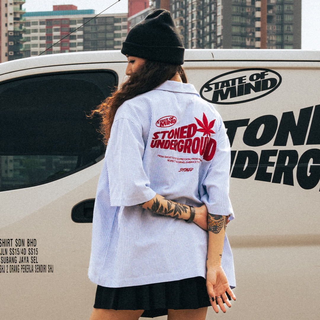 Stonedground : Stripe Shirt S/S Blue