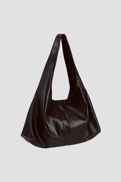 Triangle Leather Tote (Dark Brown)