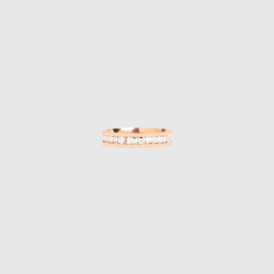 Single Iced Out Band Ring Rose Gold