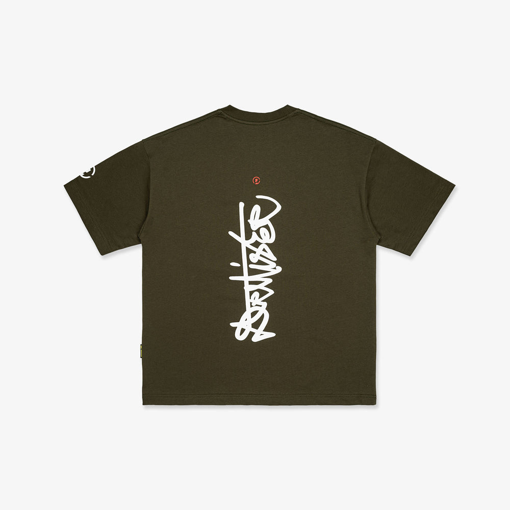Vertical Signature Logo Tee - Olive Green