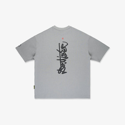 Vertical Signature Broad Tee - Ash Grey