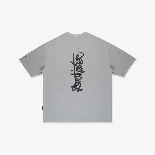 Vertical Signature Broad Tee - Ash Grey
