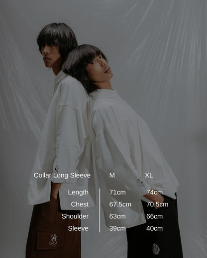 Collar Long Sleeve Shirt White