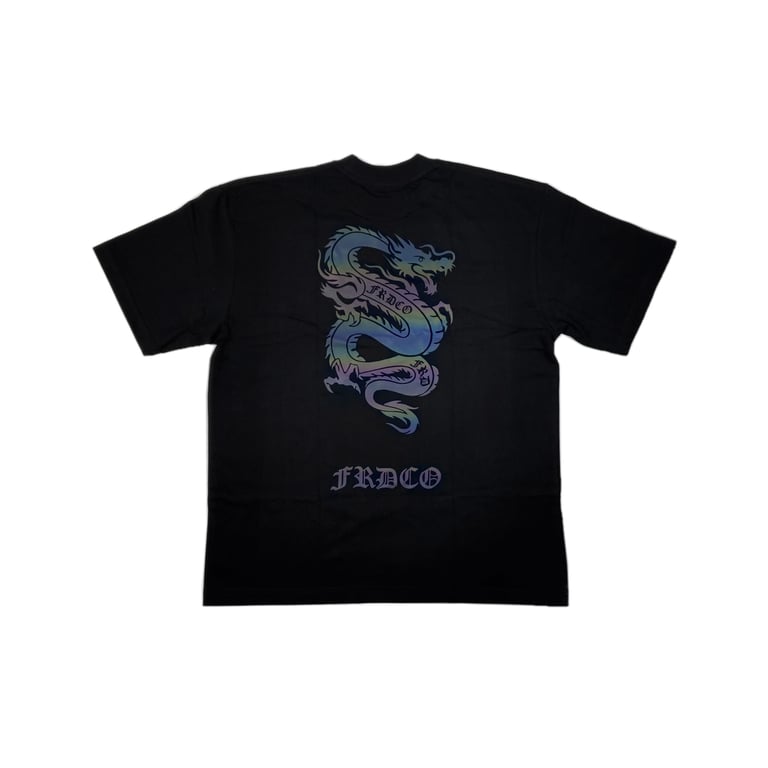 SUN WU LONG RAINBOW REFELCTIVE BLACK TEE