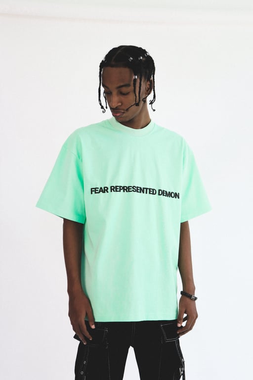 SS24 EMBOSSED LOGO CYAN TEE