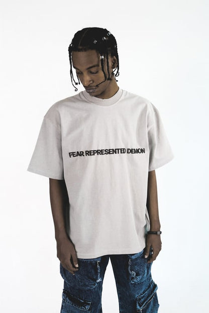 SS24 EMBOSSED LOGO GREY TEE